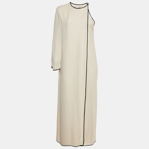 Valentino Dresses & Skirts - Valentino Cream Silk Asymmetric Long Dress M